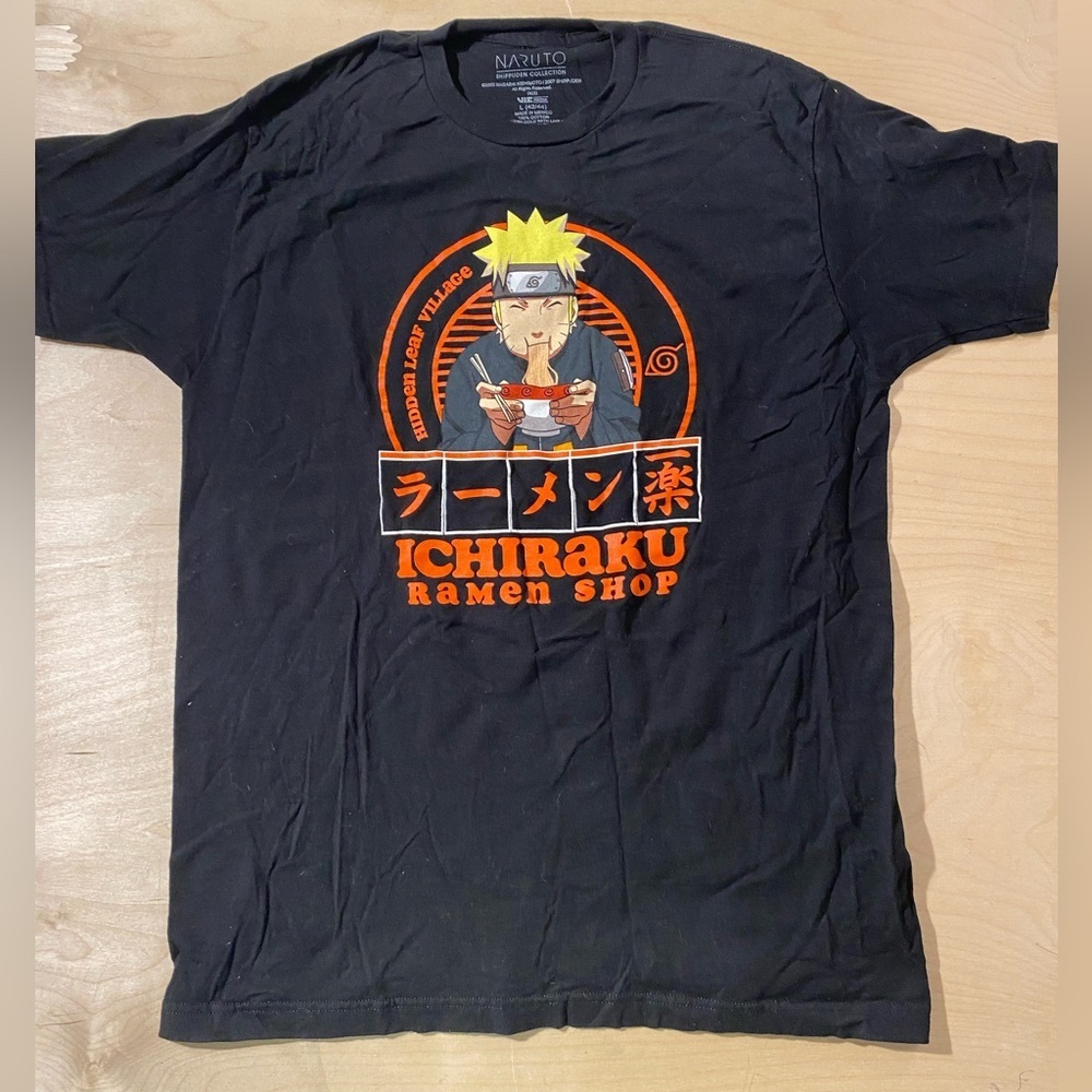 Naruto Ichiraku Ramen Shop Black T-Shirt Large (42/44) (LY)